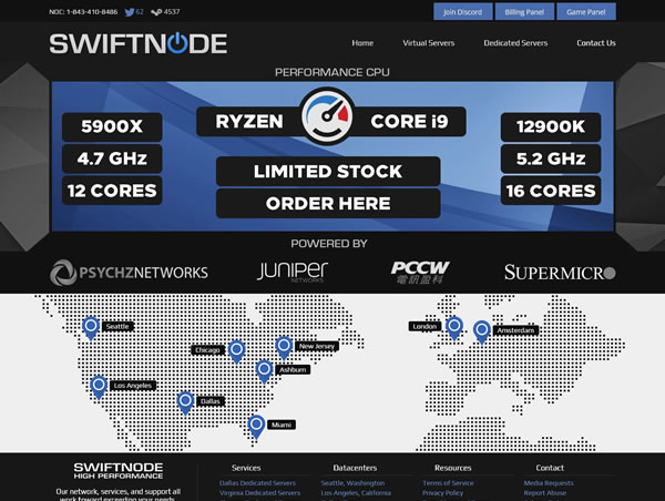 swiftnode：美国服务器(洛杉矶/芝加哥)，/月，E3-1230v5/32gDDR4/500GSSD/1Gbps带宽(不限)/40G高防