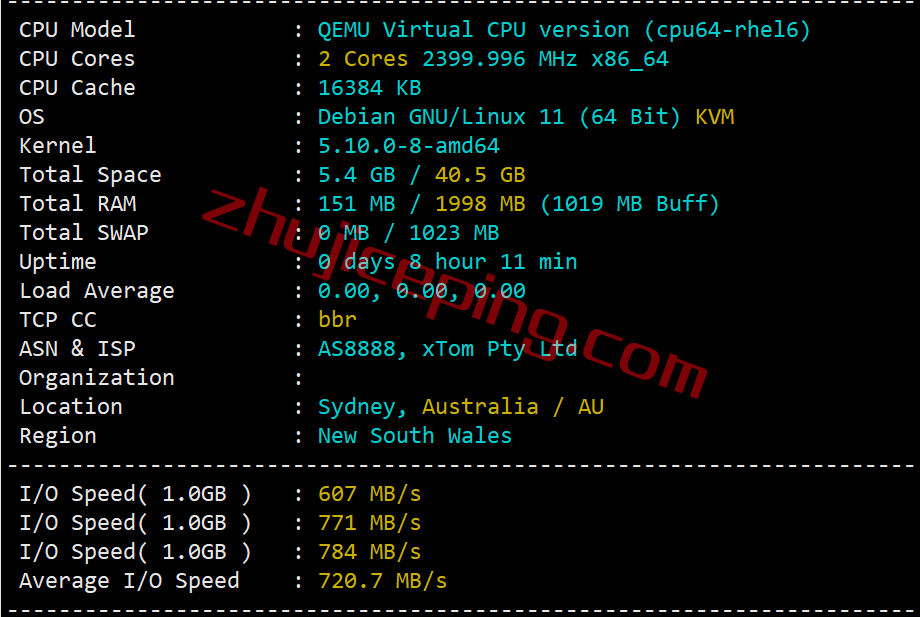 搬瓦工[AUSYD_1]澳大利亚悉尼联通AS9929线路VPS测评