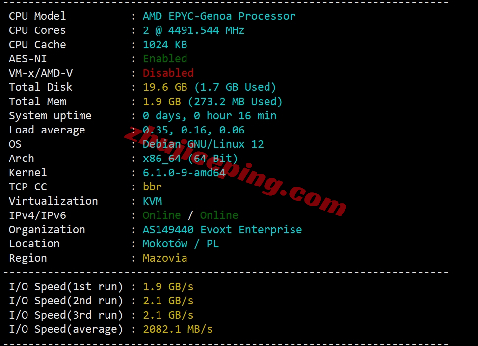 evoxt怎么样？详细测评波兰华沙数据中心的VPS