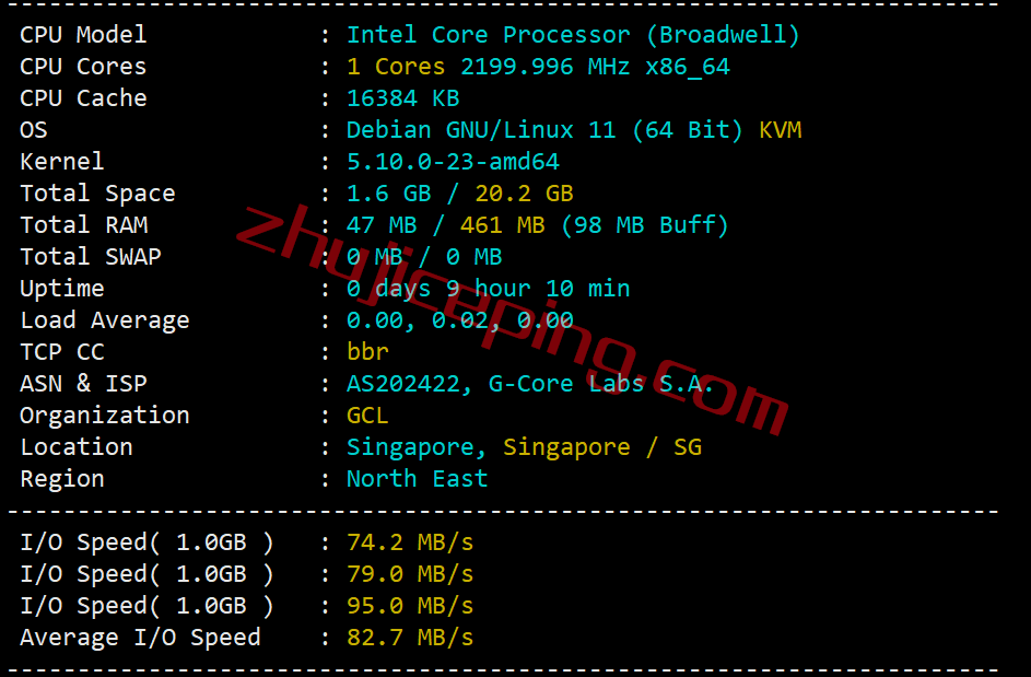 gcore怎么样？gcore新加坡VPS测评数据分享