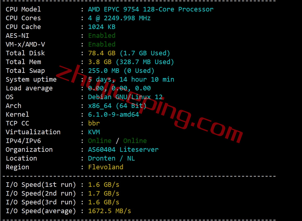 简单测评下liteserver.nl的荷兰AMD高性能VPS