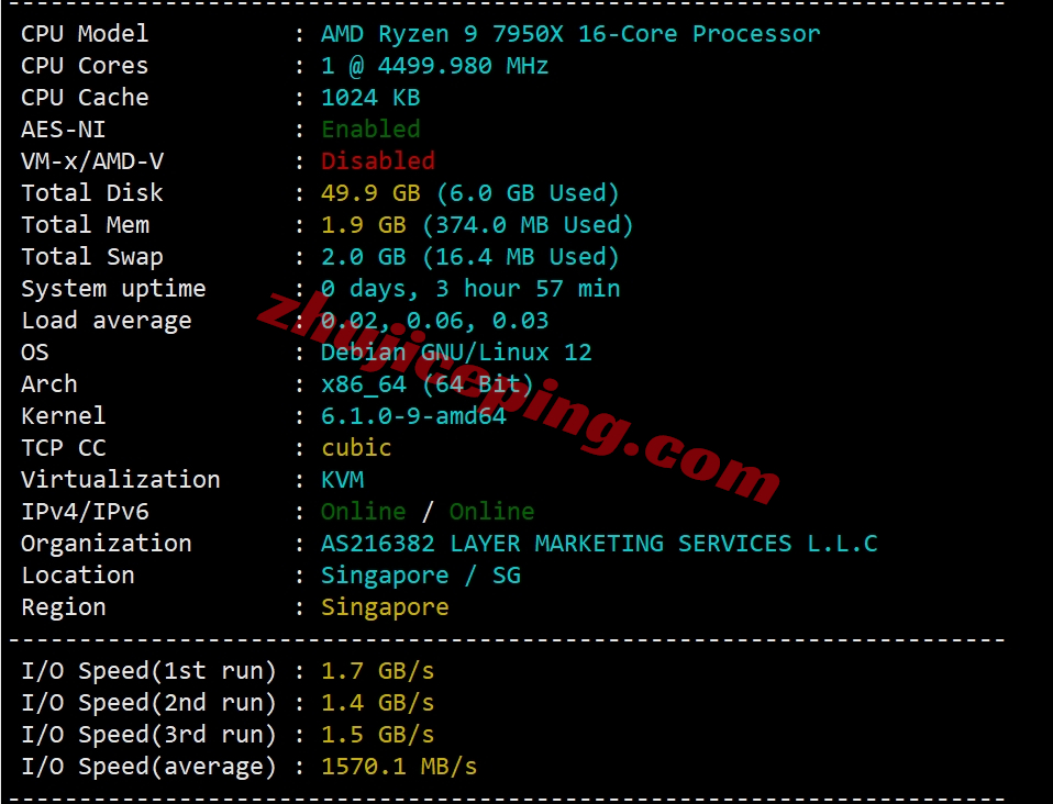 layer.ae怎么样？新加坡数据中心的AMD Ryzen系列VPS测评