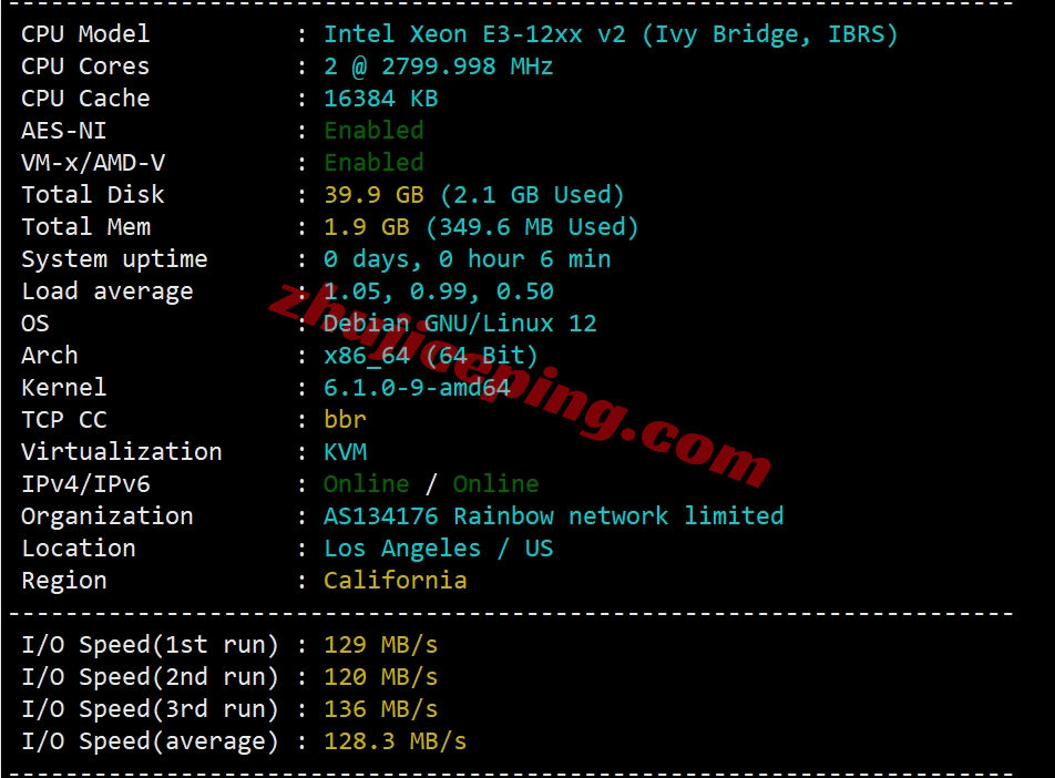 sixtynet怎么样？洛杉矶Premium SSD系列VPS测评（去程高防直连/回程CN2 GIA）