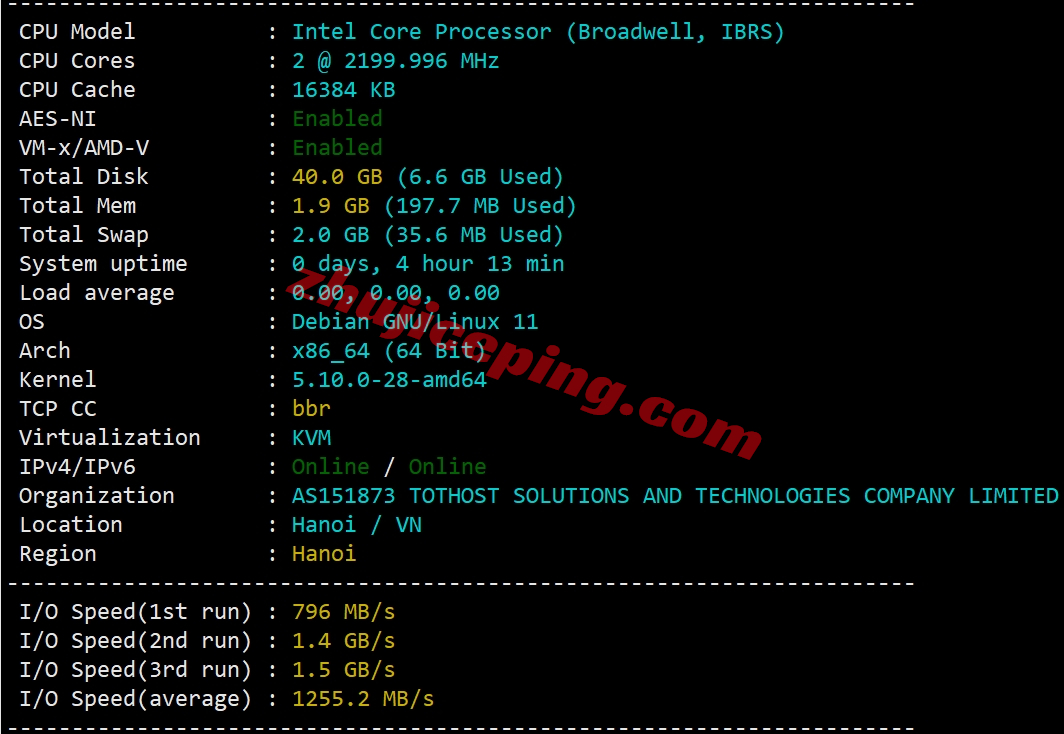 tothost越南vps怎么样？测评下cmc线路的越南VPS