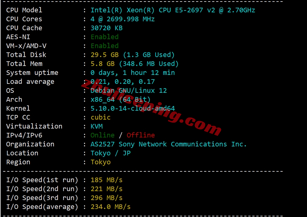 tokyonline怎么样？日本东京索尼电讯VPS测评（日本双ISP属性/住宅IP，解锁给力）