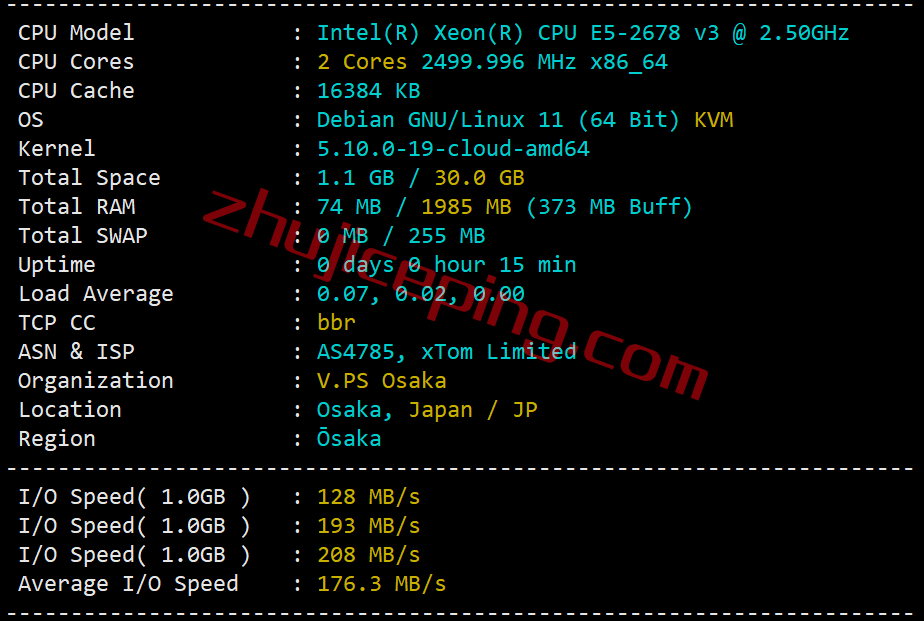 v.ps怎么样？日本大阪机房VPS简单测评