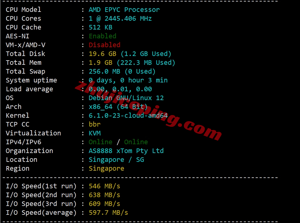 v.ps怎么样？中国优化线路的大带宽新加坡测评，1Gbps CTG/CN2带宽