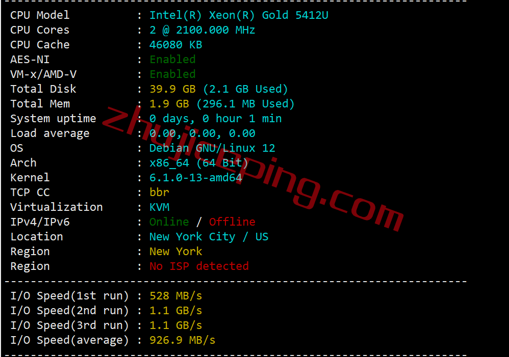 zgovps德国VPS怎么样？简单测评下“Falkenstein 4th Xeon® Gold VPS”