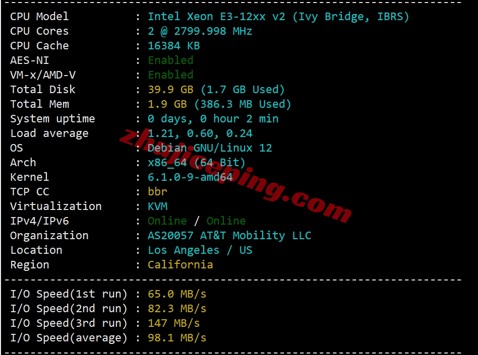 sixtynet怎么样？ 详细测评AT&#038;T Mobility ISP Residential VPS（双ISP住宅IP/高防/CN2 GIA网络）